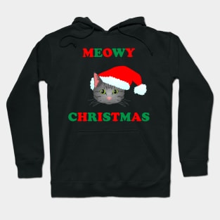 Meowy Christmas: Grey Tabby (Red and Green) Hoodie